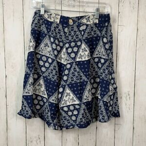 Women's Blue Boho Patchwork Print Flowy Shorts Size 28" Waist